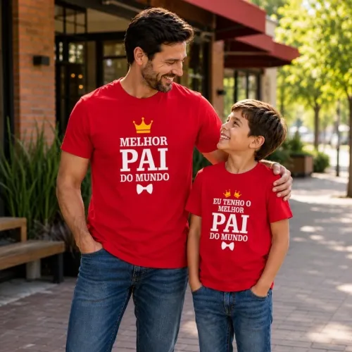 Kit 2 Camisetas 100% Algodão Melhor Pai Do Mundo Kit Pai e Filho Presente Dia dos Pais