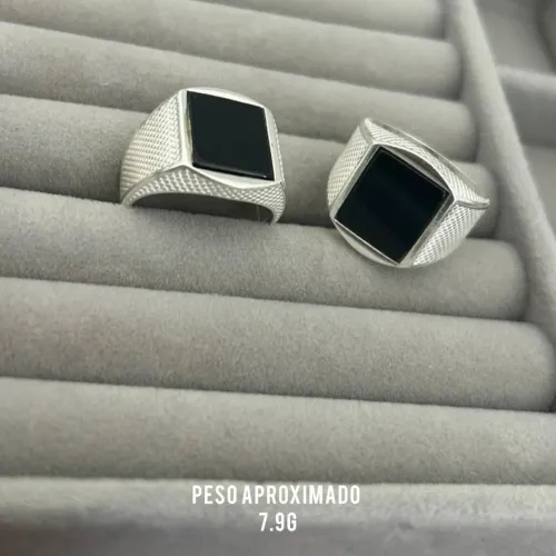 Anel de Pedra Preta Boleado (Prata925)