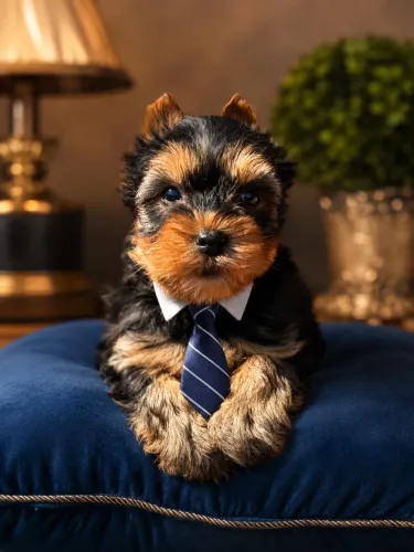 Yorkshire Mini tradicional terrier elegante e inteligente
