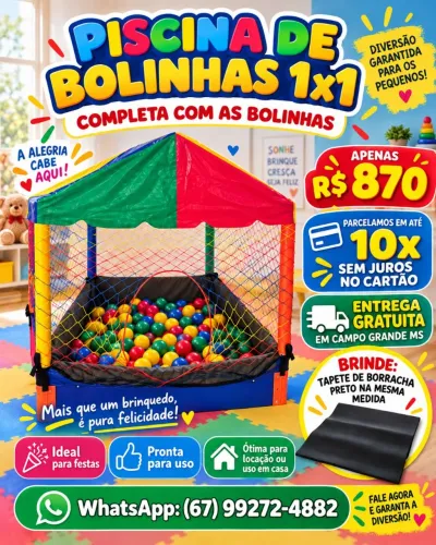 Piscina de Bolinhas 1x1m Completa Com Bolinhas