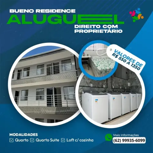 Aluguel de Kitnet Loft no final do Setor Bueno - Academia, Lavanderia e Internet de Brinde