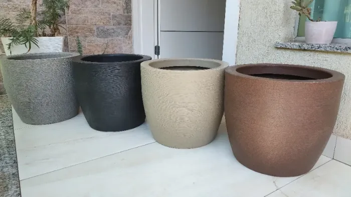 Vaso para Plantas Redondo Texturizado P Polietileno