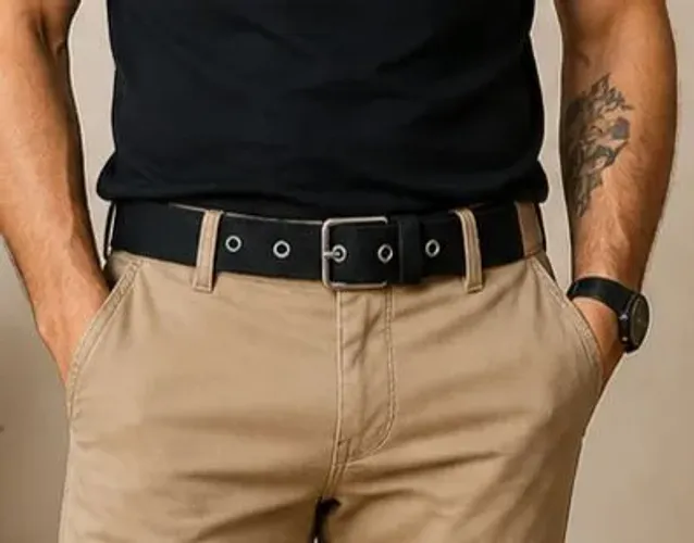 Cinto Masculino Preto em Lona Casual Estiloso