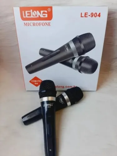Microfone Profissional com Fio 4 Metros Lelong LE-904 para Karaokê e Eventos