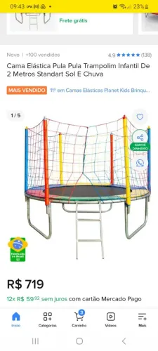 Pula pula 2,44 suporta até 130 quilos