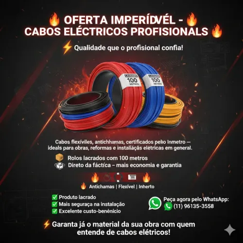 Cabos elétricos flexível antichamas certificado pelo Inmetro