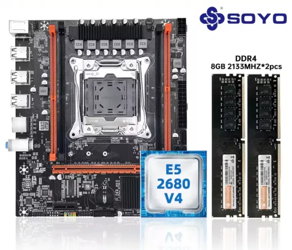 Kit Placa-mãe x99 processador e memórias 16gs (2*8gb)
