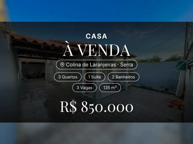 Colina de Laranjeiras: Casa Linear com Ampla Área Gourmet nos Fundos!