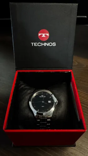 Relógio Technos Original - Prateado com Fundo Preto (Seminovo)