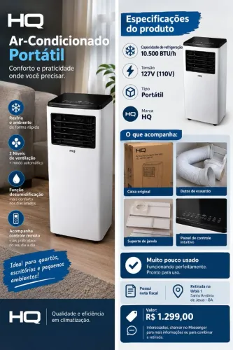Ar-Condicionado Portátil HQ 10.500 BTUs ? 110V