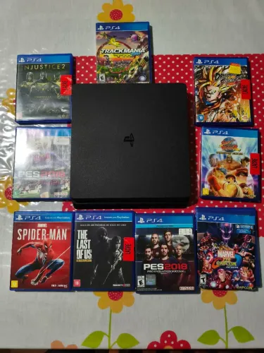 PS4 Slim 1TB Impecável + Controle Original + 9 Jogos - Estado de Novo