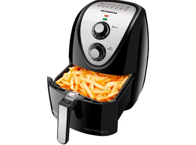 Fritadeira Elétrica sem Óleo/Air Fryer Mondial Preto 5L com Timer