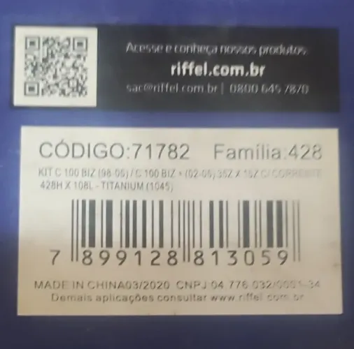 BIZ 100 - KIT TRANSMISSÃO