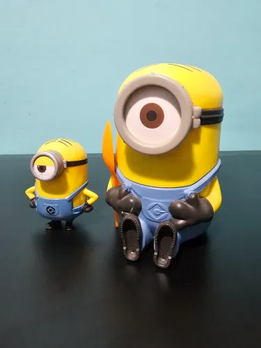 Kit Bonecos Minions Porta Cereal Nescau Coleção Stuart E Mel