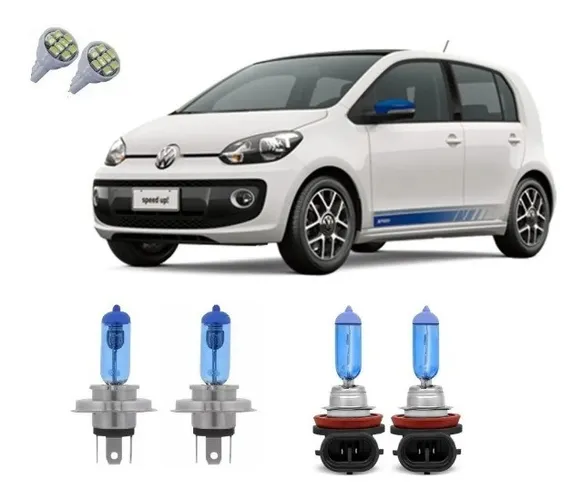 Kit Lâmpada Super Branca Vw- Up Farol Alto Baixo - Milha + Pingo Minima de Led