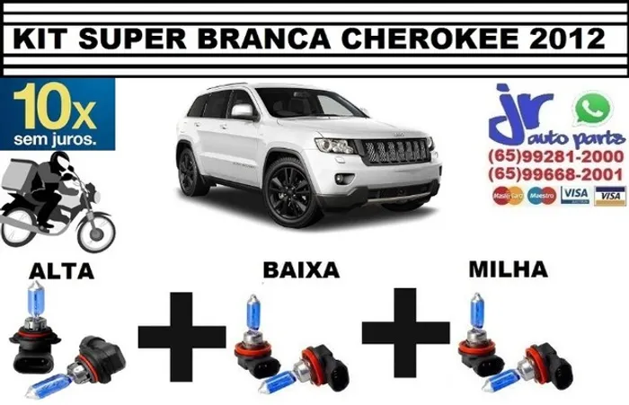 Kit de Lâmpadas Super Branca Gran Cherokee 8500K Efeito Xênon