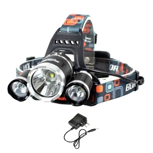 Lanterna Farol De Cabeça E Bike Com 3 Led Cree T6 Recarregável