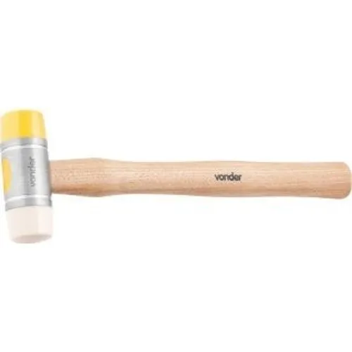 Martelo antirretrocesso 35,0 mm, borda intercambiável, nylon/poliuretano, cabo em madeira,