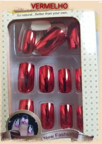 Unha postiça festa metálica espelhada