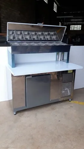Balcão Condimentador Elevado de encosto INOX