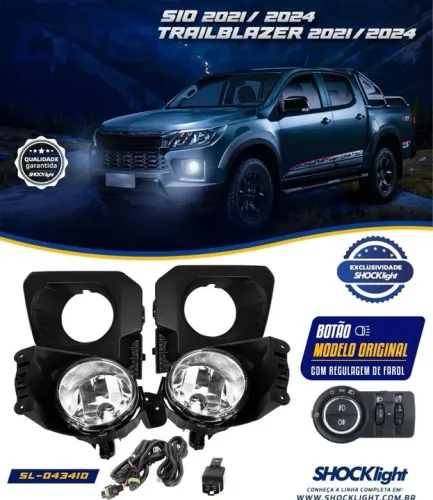 Kit Farol Neblina Nova S10 2021 2022 Botão Mod Orig