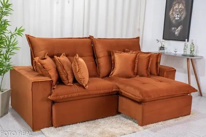 Sofá Retrátil Reclinável Ferrara 2.50m Terracota Até 12x - Frete Grátis 