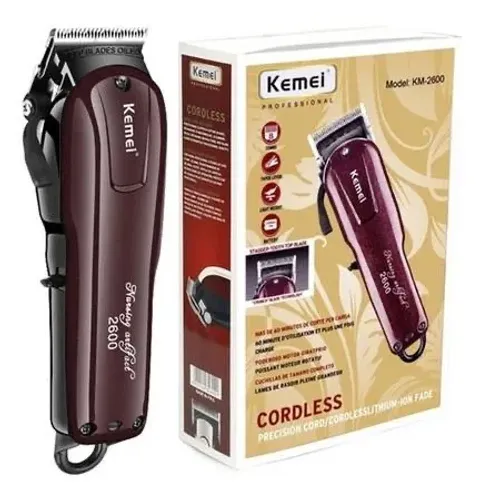 Máquina Cortar Cabelo Profissional Sem Fio Kemei Km-2600