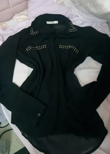 camisa social chiffon seda patricia foster