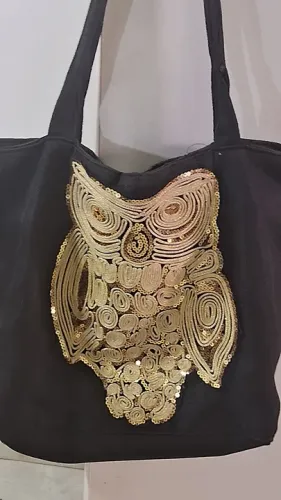 Bolsa praia coruja bordada