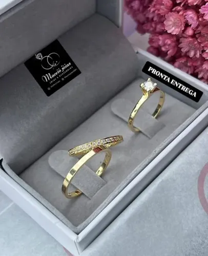 KIT DE ALIANÇAS NOIVADO E CASAMENTO 