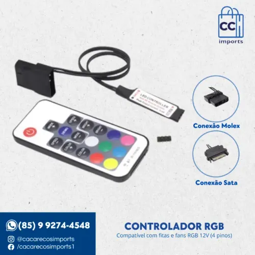 Controlador Rgb Cooler Fan/Led 4 Pinos 12v Conexão SATA