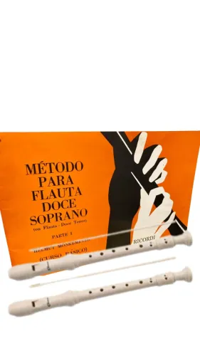 Kit 2 Flautas doce germánica + método gratis, escola, colegio