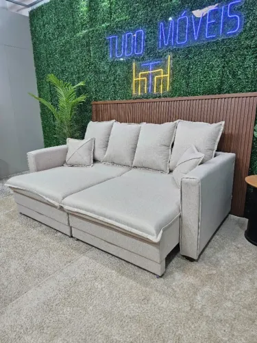 SOFÁ CAMA RETRÁTIL E RECLINÁVEL EM LINHO