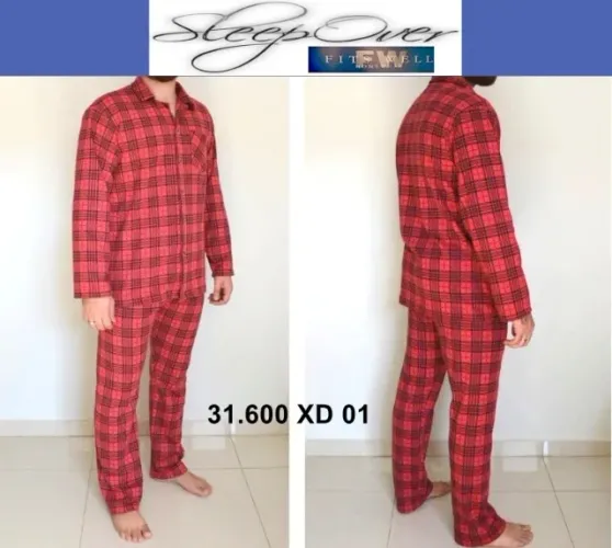 31.600 XD 01 Pijama da marca Fitswell / Sleepover abotoado.Xadrez.Tam "G"