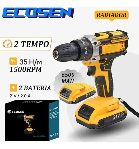 Parafusadeira Sem Fio ECOSEN 21V com Duas Baterias