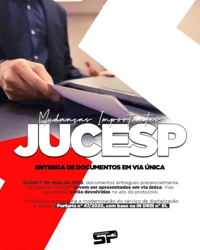 Mudanças na Junta Comercial - Registro em apenas uma via
