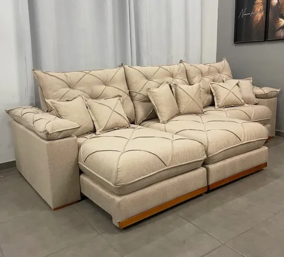Sofá Retrátil e Reclinável Gran Plus 3,20m de Largura Molas Ensacadas Produto Novo