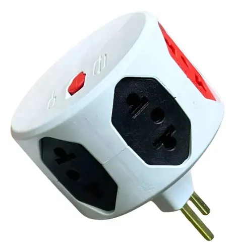 Adaptador Tomada 6 Entradas 10a E 20a Com Fusível + Proteção 127/220v
