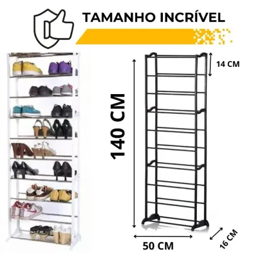 Sapateira 4 Andares - Preto - Organização e Estilo