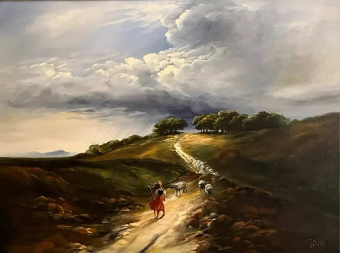 Paisagem na Hungria óleo sobre tela