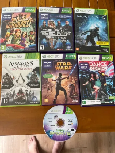 XBox 360 + Kinect + 7 jogos + 1 joystick + 1 fone