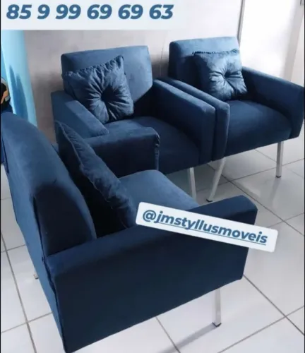 Poltronas Azuis Elegantes e Confortáveis - Jmstylusmoveis