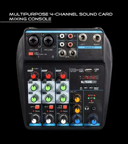 Mesa de Som 4 Canais - Multiuso e Compacta