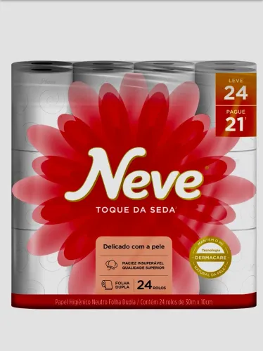 Papel higiênico Neve toque de  seda leve 24 pague 21 unidade