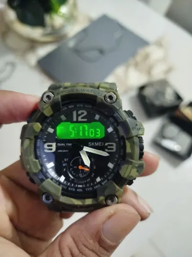 Relógio skmei militar camuflado Verde oliva