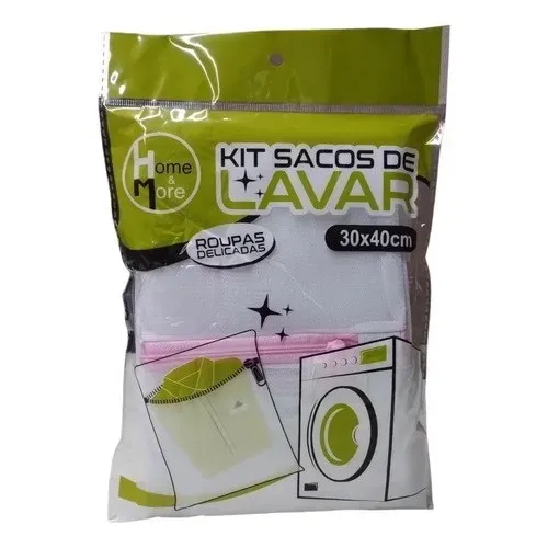 kit 3 sacos de lavar 30x40cm poliester home more hm-321
