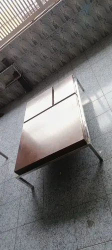 Mesa de centro elegante design moderno madeira e inox