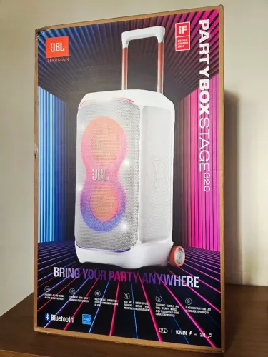 Caixa Som Bluetooth JBL Partybox Stage 320 White, Lacrado, NF, Garantia