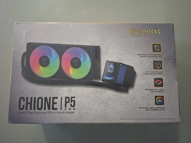 Water Cooler Gamdias Chione P5-240 Preto RGB com Tela IPS LCD 3.4? 240mm - (LACRADO)