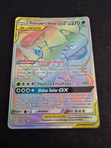 Carta Pokémon: Venusaur e Snivy-GX (249/236) (Secret Rainbow) PTBR NM